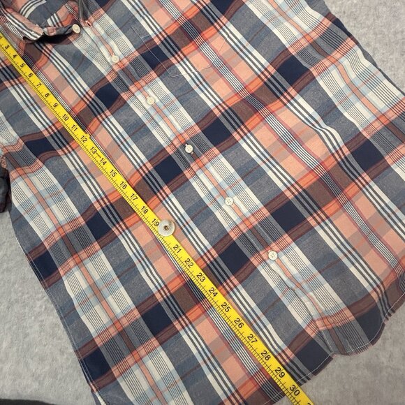 AMERICAN EAGLE XL Seriously Soft Plaid Button Down Shirt Coral Blue Cotton SS - Picture 8 of 10